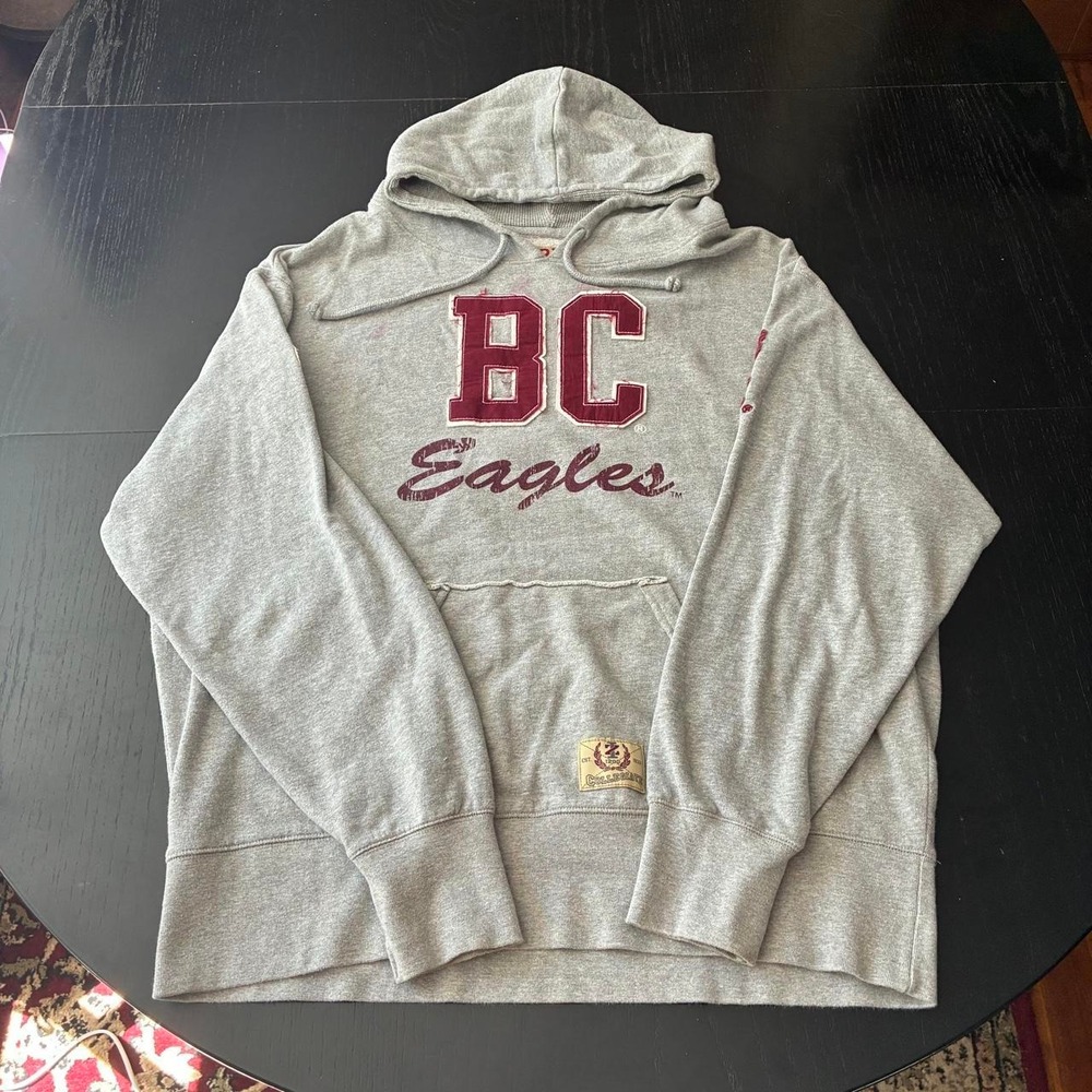 Boston College Eagles IZOD Collegiate Gray Distressed Pullover Hoodie Mens XL